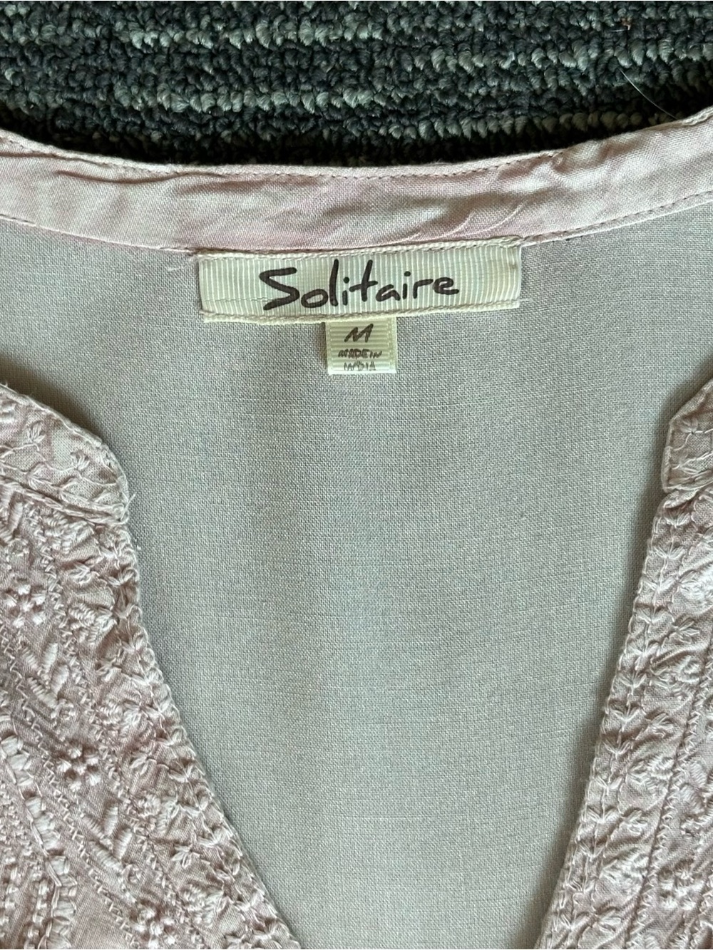 Solitaire Embroidered Peasant Tunic in Baby Pink With Pirate Sleeves | SIZE M - Picture 6 of 8